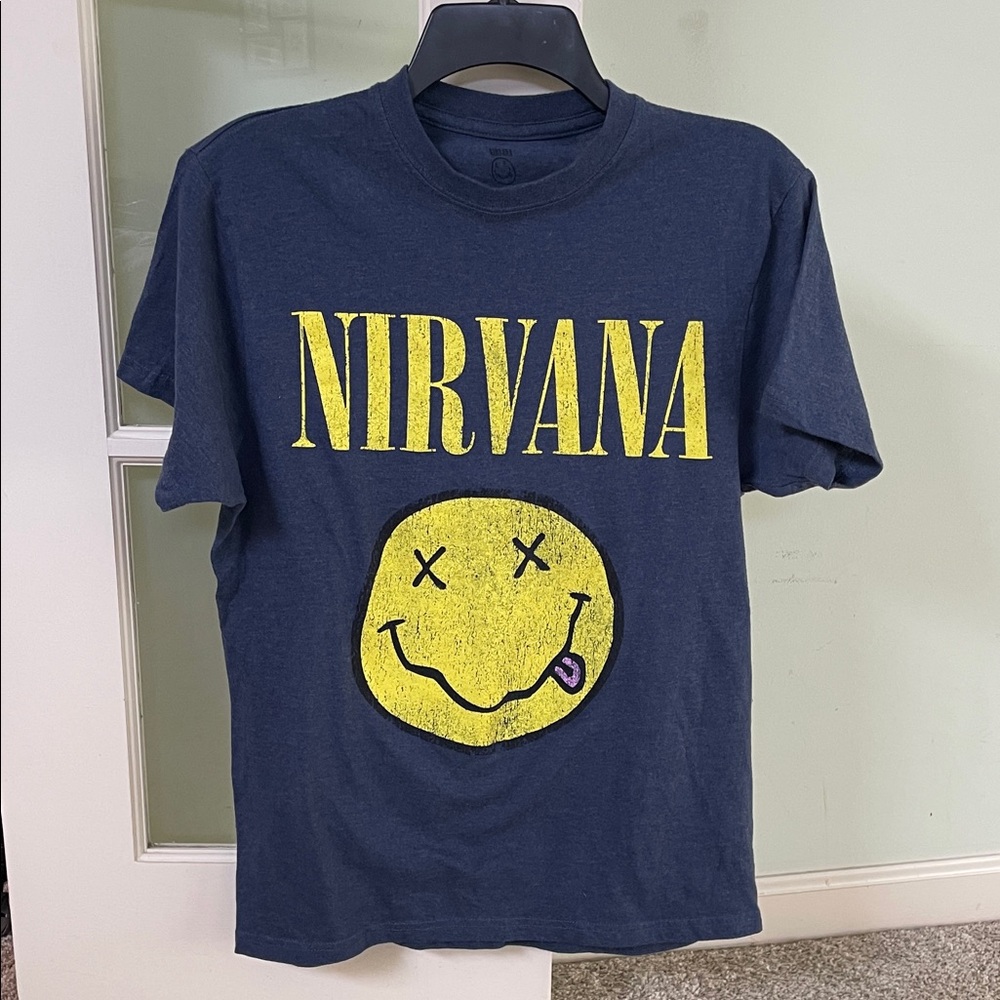 Nirvana Graphic T-Shirt in Navy and Yellow